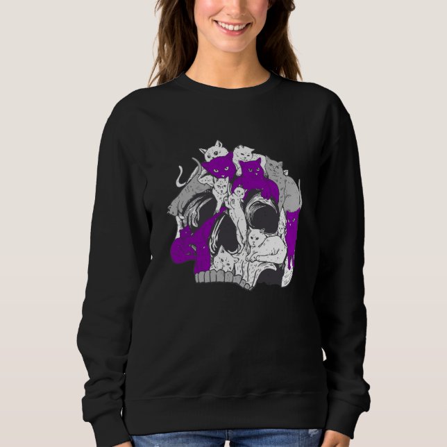 Sudadera Gothic Occult Ace Cat Asexual Flag LGBQA Asexualit (Anverso)