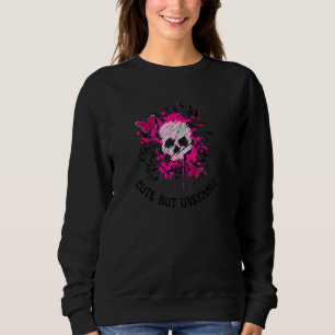Sudadera Gótico Cubierto Pero Inestable Y Mariposa Rosa De