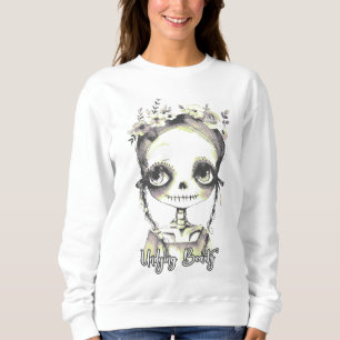 Sudadera Gótico de verano chica esqueleto y flores