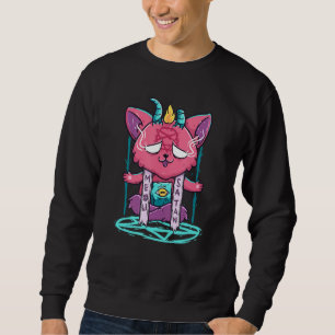 Sudadera Gótico Gato malo Satánico Pentagram Satan Cat Love