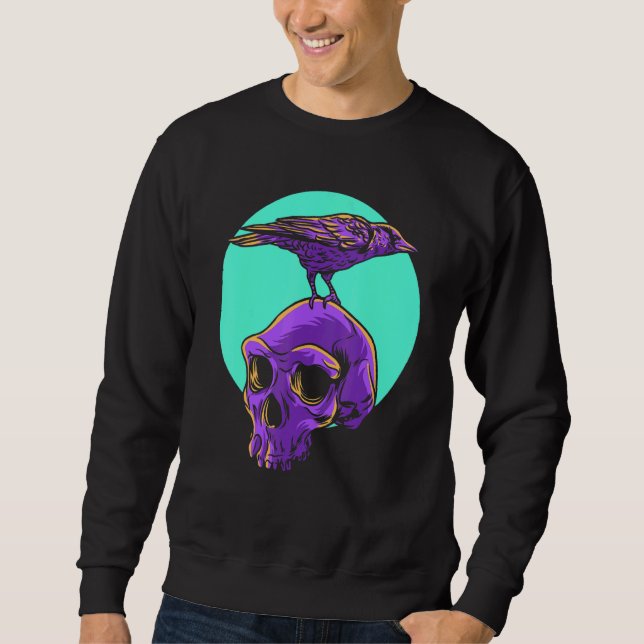 Sudadera Gótico Pastel Raven Crow Skull Emo Punk Pájaro Gót (Anverso)
