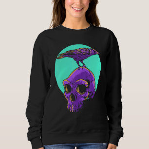 Sudadera Gótico Pastel Raven Crow Skull Emo Punk Pájaro Gót
