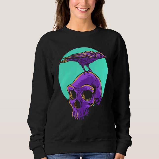 Sudadera Gótico Pastel Raven Crow Skull Emo Punk Pájaro Gót (Anverso)