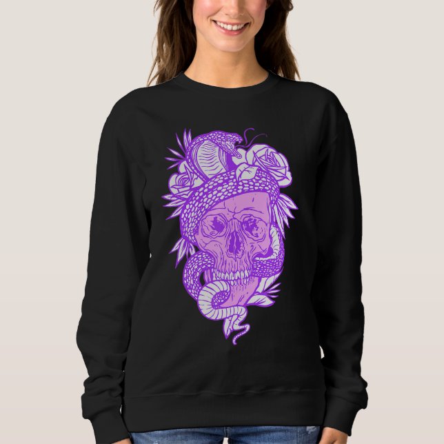 Sudadera Gótico Pastel Wicca Bruja Calavera oculta serpient (Anverso)