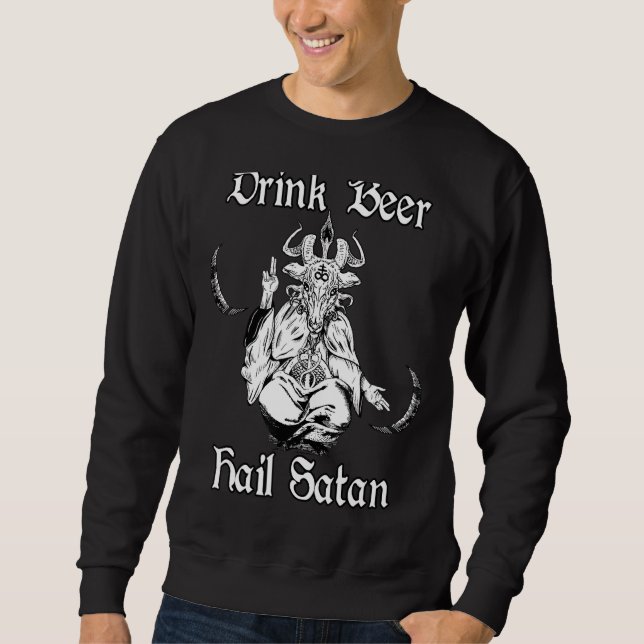 Sudadera Gótico satánico oculto Baphomet Beer Beer Hail Sat (Anverso)