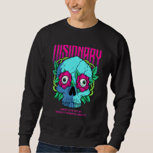 Sudadera Gótico Visionario Rosa Roja y Cabeza de Cráneo Mot