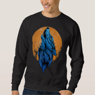 Sudadera Gótico Wolve Howling En La Luna Halloween Gótico W