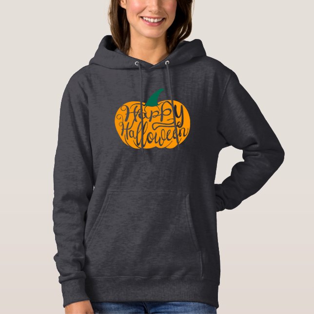 Sudadera Grabación feliz de Halloween con calabaza tallada (Anverso)