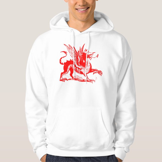 Sudadera Grabado de dragones - Rojo (Anverso)