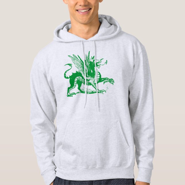 Sudadera Grabado de dragones - Verde de hierba (Anverso)