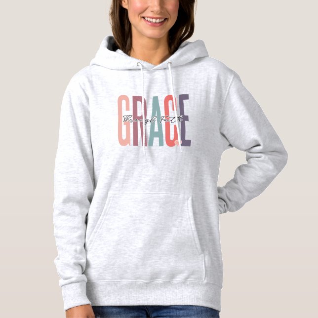 Sudadera Grace Through Faith Boho Christian (Anverso)