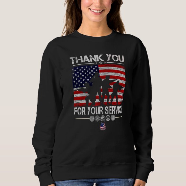 Sudadera Gracias Por Su Servicio, Patriotic Veterans Day (Anverso)