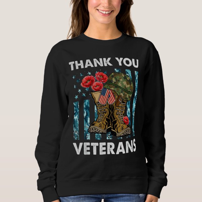 Sudadera Gracias Veteranos Boots de Combate Flores (Anverso)