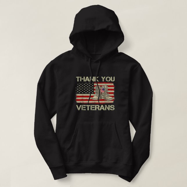 Sudadera Gracias Veteranos Combatiendo Boots Día de los Vet (Diseño del anverso)