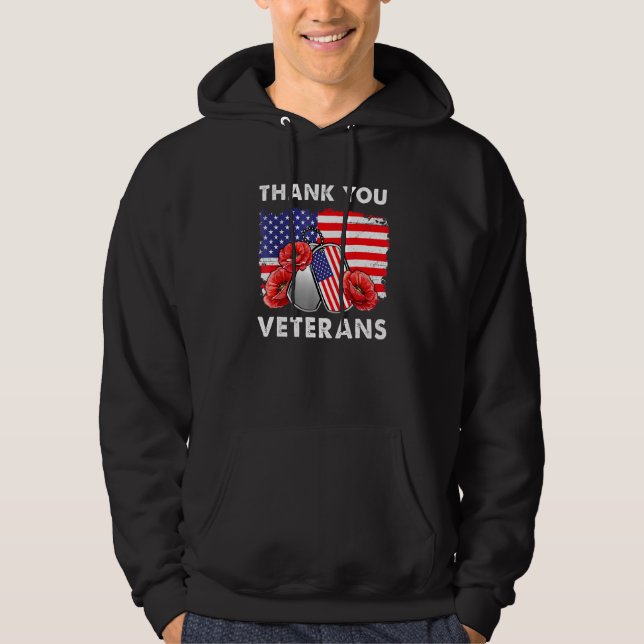 Sudadera Gracias Veteranos Combatiendo Boots Veter Flor De  (Anverso)
