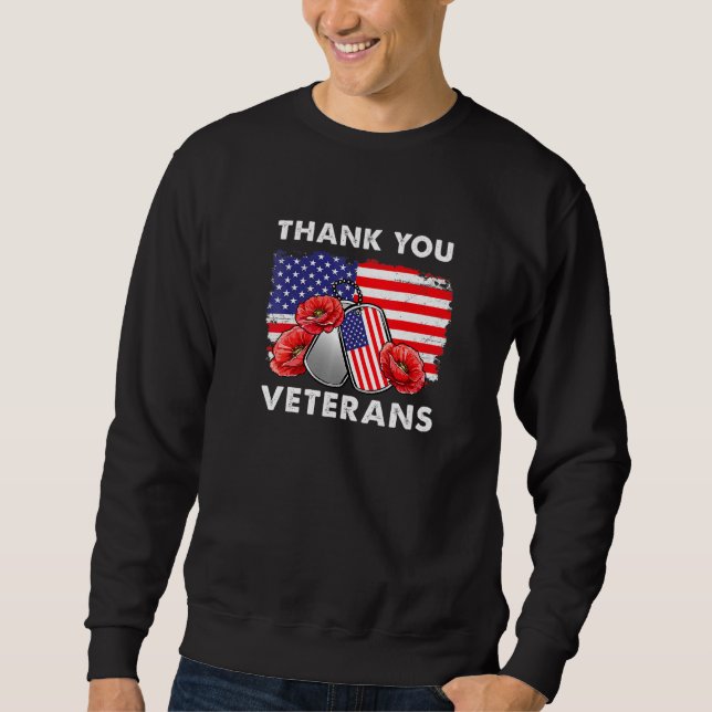 Sudadera Gracias Veteranos Combatiendo Boots Veter Flor De  (Anverso)