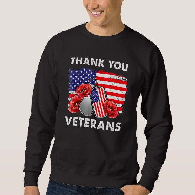 Sudadera Gracias Veteranos Combatiendo Boots Veter Flor De  (Anverso)