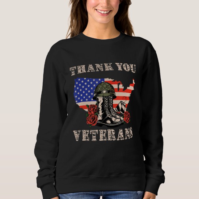 Sudadera Gracias Veteranos de Combate Boots Helmet Veterano (Anverso)