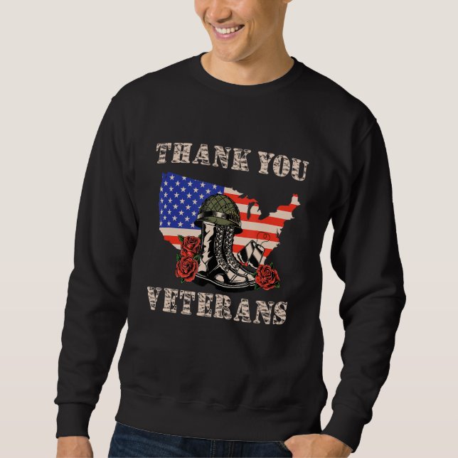 Sudadera Gracias Veteranos de Combate Boots Helmet Veterano (Anverso)