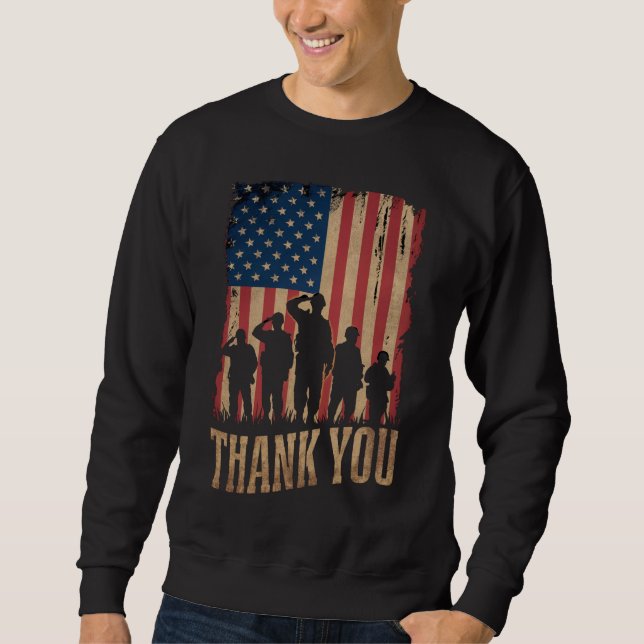 Sudadera Gracias, Veterans Day American Flag Vintage (Anverso)