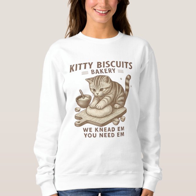 Sudadera Graciosa camiseta de pastelería de Kitty Biscuits (Anverso)
