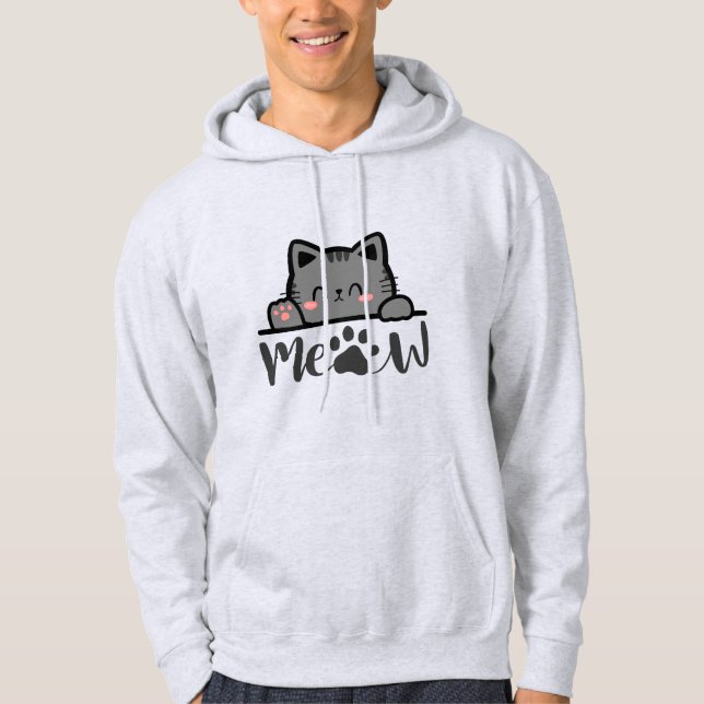 Sudadera Graciosa camiseta para aficionados al gato "Meow"  (Anverso)