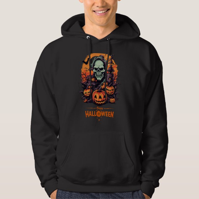 Sudadera Graciosa cosecha Halloween traje fantasma Witch Re (Anverso)