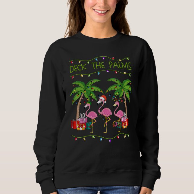 Sudadera Graciosa cubierta de palmeras, Navidades de flamen (Anverso)