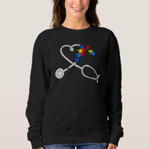 Sudadera Graciosa Enfermera Autismo Rompecabezas Stethoscop