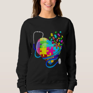 Sudadera Graciosa Enfermera Autismo Rompecabezas Stethoscop