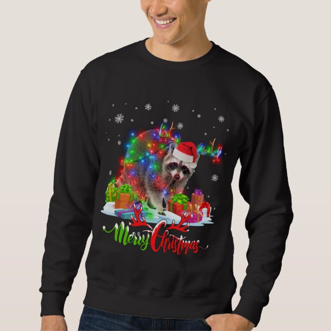 Sudadera Graciosa familia de Fiestas Raccoon Animal Merry C (Anverso)