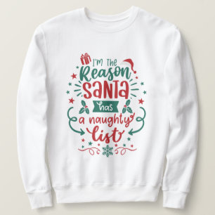 Sudadera Graciosa lista de Santa de palabras arte unisex ad