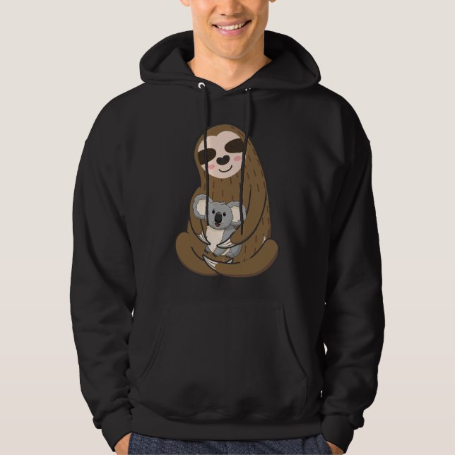 Sudadera Graciosa lotería abrazando a Koala durmiendo anima (Anverso)