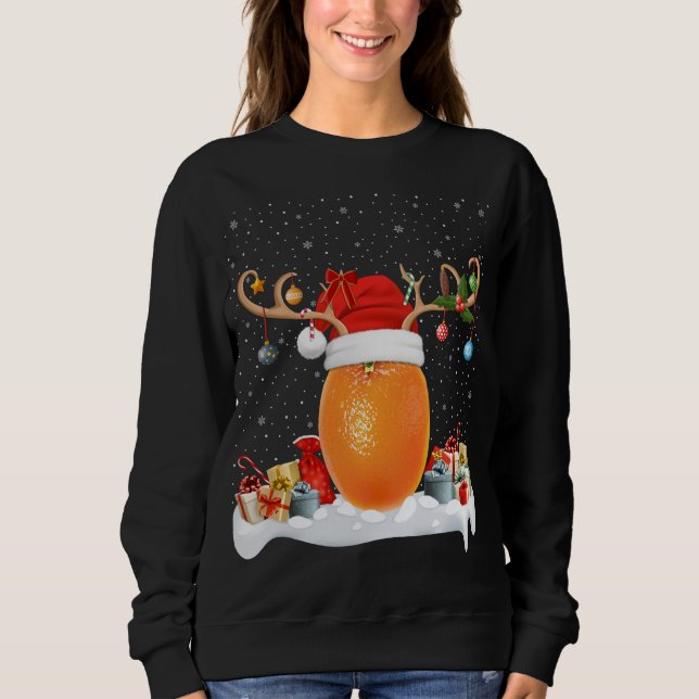 Sudadera Graciosa Navidad Iluminando reno Santa Hat Naranja (Anverso)