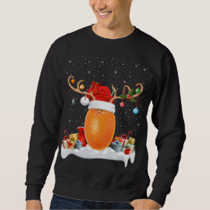 Sudadera Graciosa Navidad Iluminando reno Santa Hat Naranja
