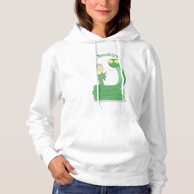 Sudadera Graciosa serpiente verde con maraca personalizado (Anverso)