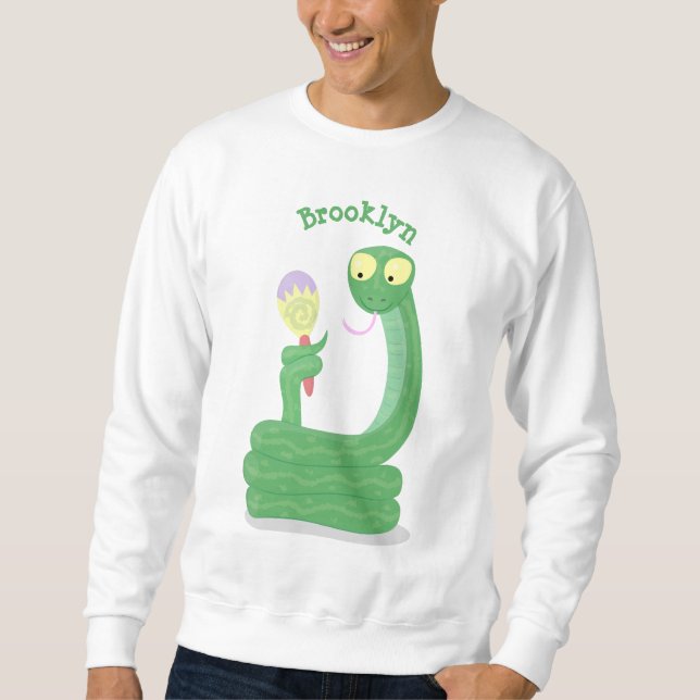 Sudadera Graciosa serpiente verde con maraca personalizado (Anverso)