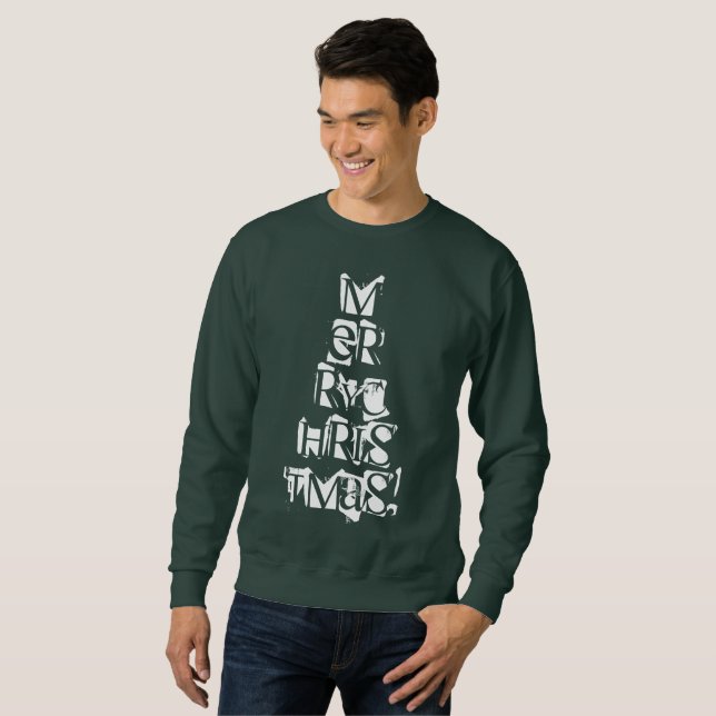 Sudadera Graciosa tipografía de árboles navideños (Anverso completo)