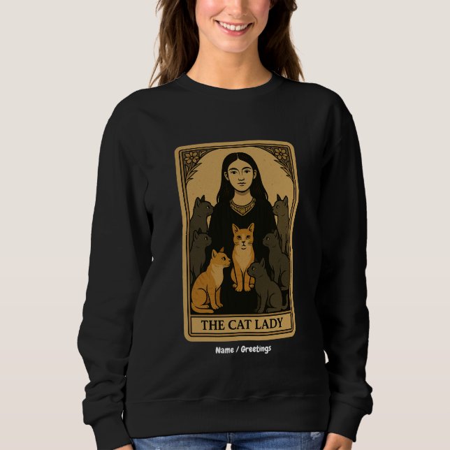 Sudadera Graciosa Witchy Gótico Cat Lady Tarot Card Magical (Anverso)