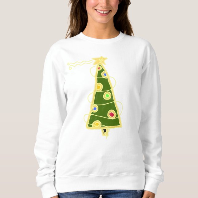 Sudadera Gracioso Abstrato Arte Árbol de Navidad Sweatshirt (Anverso)