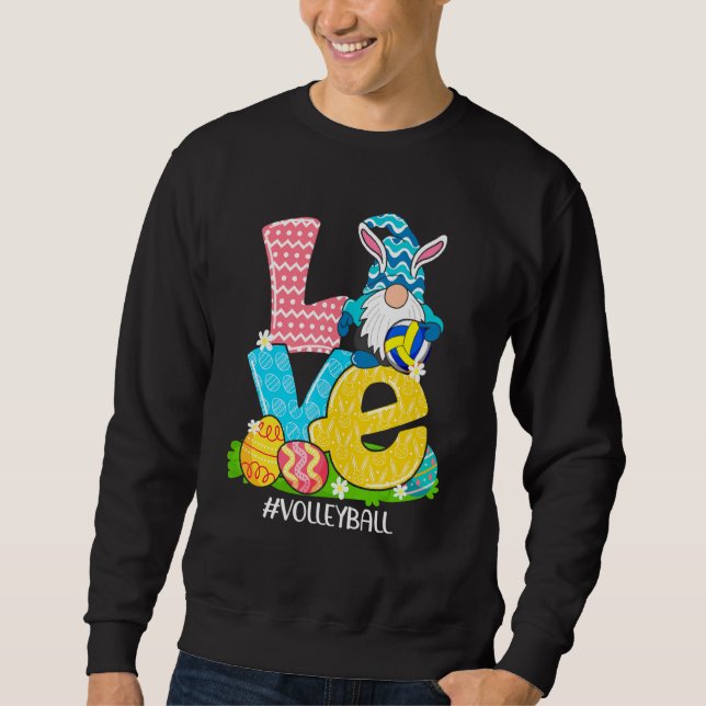 Sudadera Gracioso amor Voleibol Pascua Gnome Egg Hung Bas (Anverso)