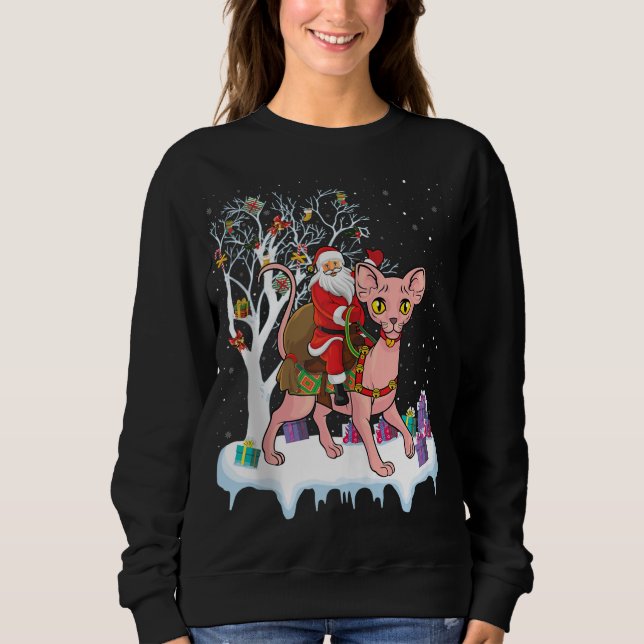 Sudadera Gracioso árbol de alumbrado navideño Santa Riding  (Anverso)