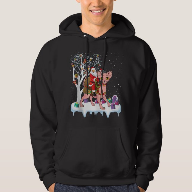 Sudadera Gracioso árbol de alumbrado navideño Santa Riding  (Anverso)