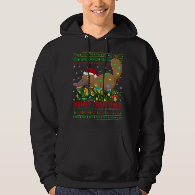 Sudadera Gracioso árbol de luz navideño de Santa Ugly Platy (Anverso)