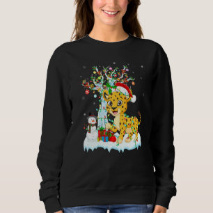 Sudadera Gracioso árbol de navidad Cheetah iluminando Santa
