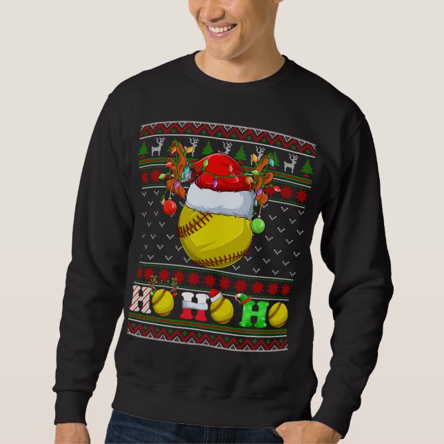 Sudadera Gracioso árbol de navidad de bola de softball ilum (Anverso)