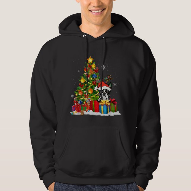 Sudadera Gracioso árbol de navidad de Boston Terrier Light  (Anverso)