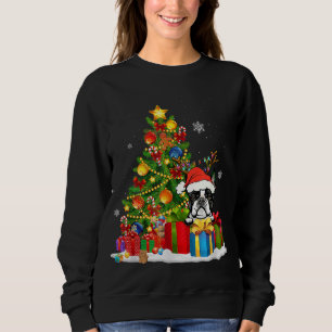 Sudadera Gracioso árbol de navidad de Boston Terrier Light 