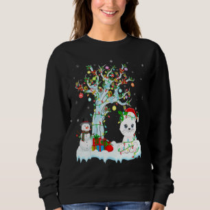 Sudadera Gracioso árbol de navidad de gato iluminando Santa