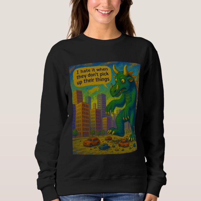 Sudadera Gracioso arte monstruo de Kaiju pisando cosas Fant (Anverso)